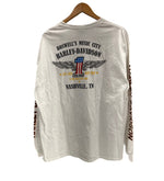 ハーレーダビッドソン Harley-Davidson バーアンドシールドロゴ No.1 RWBロゴ LIVE FREE RIDE FREE 袖プリント 両面プリント XL ロンT ホワイト LLサイズ 101MT-4539