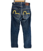 エヴィス EVISU Lot.2001 黄色刺繍カモメ ボタンフライ 緑耳 迷彩柄ポケット 日本製 MADE IN JAPAN デニム ブルー 30×35 101MB-768