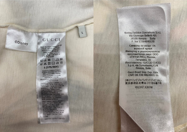 グッチ GUCCI × Disney ディズニー PRINT LOGO S/S T-Shirt プリント ロゴ 半袖 Tシャツ ミッキー アイボリー 白 Tシャツ キャラクター ホワイト Lサイズ 104MT-2336