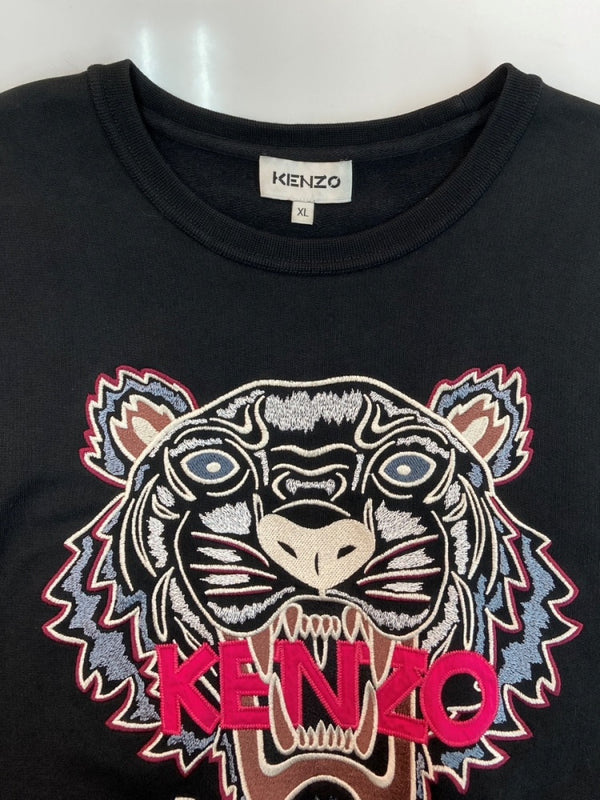 ケンゾー KENZO LOGO SWEATSHIRT ロゴ スウェット クルーネック 虎柄 トレーナー 長袖 黒 FA62SW8244XA スウェット 刺繍 ブラック XLサイズ 104MT-1628