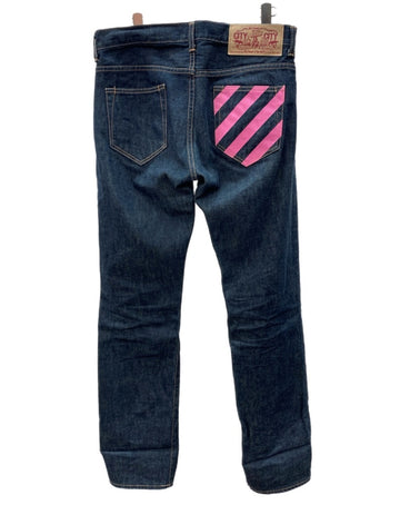 アベイシングエイプ A BATHING APE Milo Face Denim Pants マイロ フェイス デニム パンツ ジーンズ 紺 プリント デニム ネイビー TALL 104MB-369