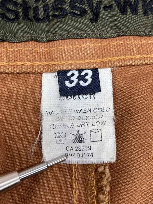 ステューシー STUSSY OLD Stussy-wk painter pants USA製 ペインターパンツ ワークパンツ 茶 無地 ボトムスその他 ブラウン size 33 104MB-368