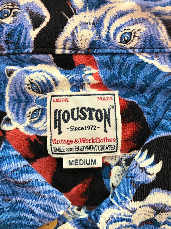 ヒューストン HOUSTON ALOHA SHIRT 百虎 開襟 オープンカラー シャツ  41022 半袖シャツ 総柄 マルチカラー Mサイズ 104MT-39