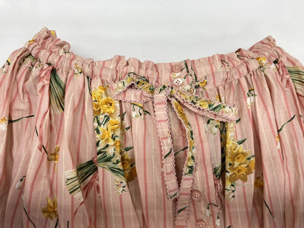 ピンクハウス PINKHOUSE 24SS スイセン プリント スカート 吊りスカート 水仙 ブーケ 花束 ストライプ リボン PINK A2141FSY101 ワンピース 花・植物 ピンク 104LT-205