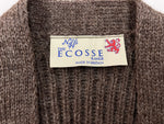 エコッセ Niffi ECOSSE Harris Tweed ハリスツイード ニット 英国製 くるみボタン カーディガン チェック ブラウン XSサイズ 104MT-2257