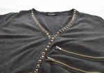 ヒステリックグラマー HYSTERIC GLAMOUR 21AW スタッズ ジッパー カーディガン ZIPPER STUDS 02182ND02 カーディガン グレー Mサイズ 103MT-2765