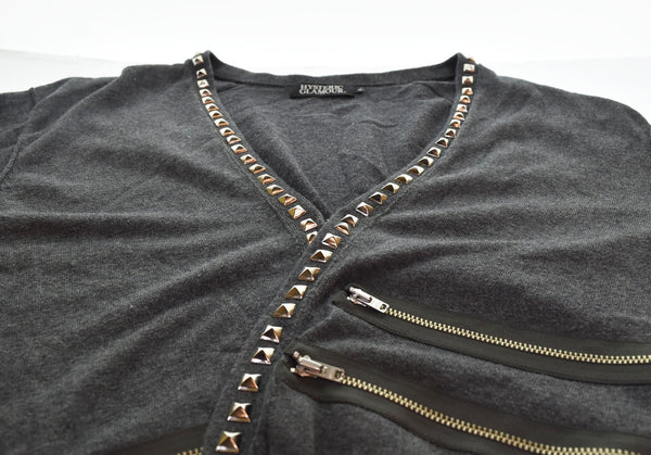 ヒステリックグラマー HYSTERIC GLAMOUR 21AW スタッズ ジッパー カーディガン ZIPPER STUDS 02182ND02 カーディガン グレー Mサイズ 103MT-2765