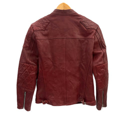 フォータイム FORTIME タグ付き シングルライダース 本革 ラムレザー ジャケット ワインレッド Lサイズ 101MT-5308