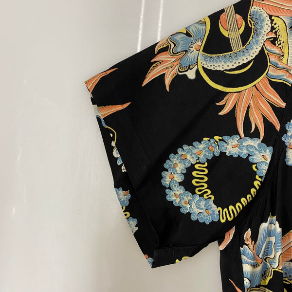 ワコマリア WACKO MARIA 18SS アロハシャツ JAMAICA FLOWERS 半袖シャツ ブラック Mサイズ 201MT-3350