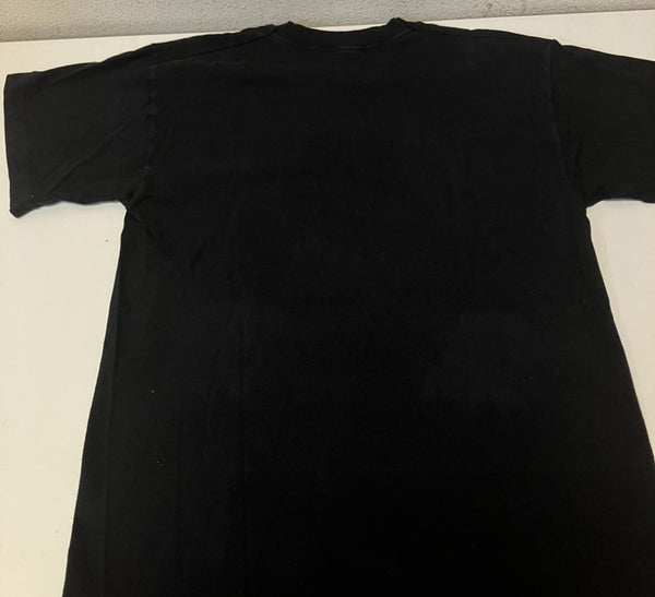 ヴィンテージ vintage 90's 90年代 Head Shot smiley face ぶち抜きスマイル ガンショット アートT 袖裾シングルステッチ Tシャツ ブラック Mサイズ 101MT-4937