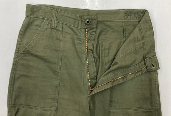 ミリタリー Military 70s 70年代 U.S.ARMY ベイカーパンツ コットンサテン GENERAL ZIP アメリカ軍 Vintage ヴィンテージ 緑 無地 カーゴパンツ カーキ 104MB-200