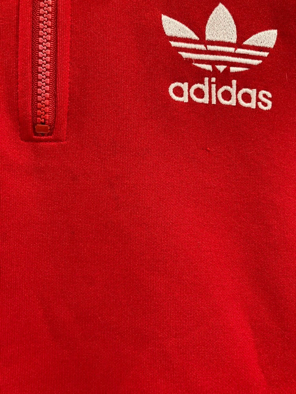 アディダス adidas ヴィンテージ Vintage 赤 デサント フーディ ハーフジップ プルオーバー パーカー ATS-82 ジャージ レッド Mサイズ 101MT-3475