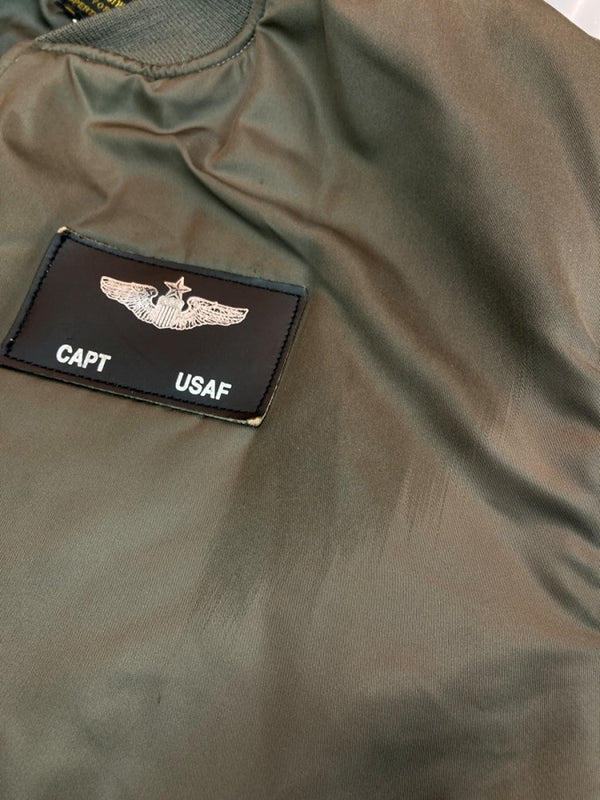 アビレックス AVIREX MA-1 FLIGHT JACKET フライト ジャケット ボンバー ジップアップ ミリタリー 軍物 アウター 緑 ジャケット 刺繍 カーキ Lサイズ 104MT-1799