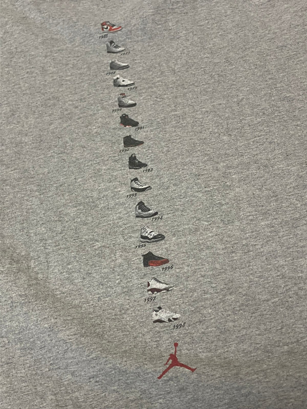 ナイキ NIKE 90's 90年代 銀タグ 14 YEARS OF AIR Michael Jordan マイケル・ジョーダン 引退記念 エアジョーダン VINTAGE ヴィンテージ Tシャツ グレー Lサイズ 101MT-4942