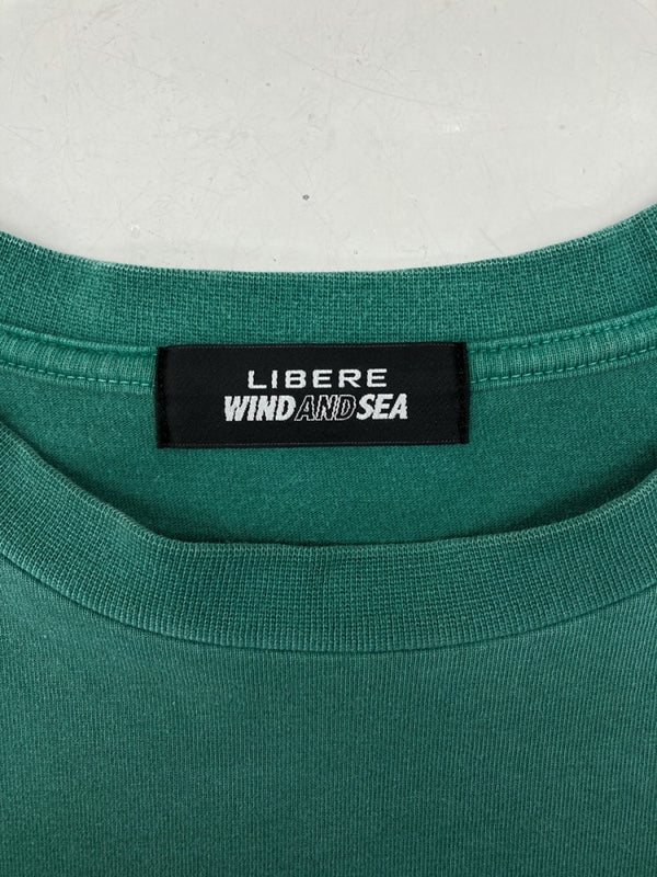 リベーレ LIBERE 24SS × WIND AND SEA ウィンダンシー Logo Tee ロゴ Tシャツ ヴィンテージ風 半袖 カットソー 緑 Tシャツ ロゴ グリーン Sサイズ 104MT-1134