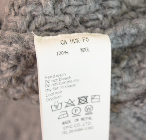 ヒマラヤンクライマーズハンドニット HIMALAYAN CLIMBER'S HANDKNIT 手編みショールZIPカーディガン HCK-F5  セーター グレー Lサイズ 103MT-3279