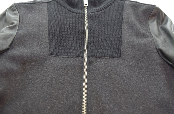 ディーゼル DIESEL スタンドネック カウハイド レザー メルトン スタジャン ジャケット ブラック Sサイズ 103MT-3236