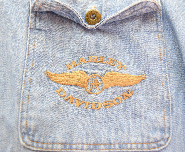 ハーレーダビッドソン Harley-Davidson ハーフジップ デニムシャツ 長袖シャツ ブルー 103MT-3430