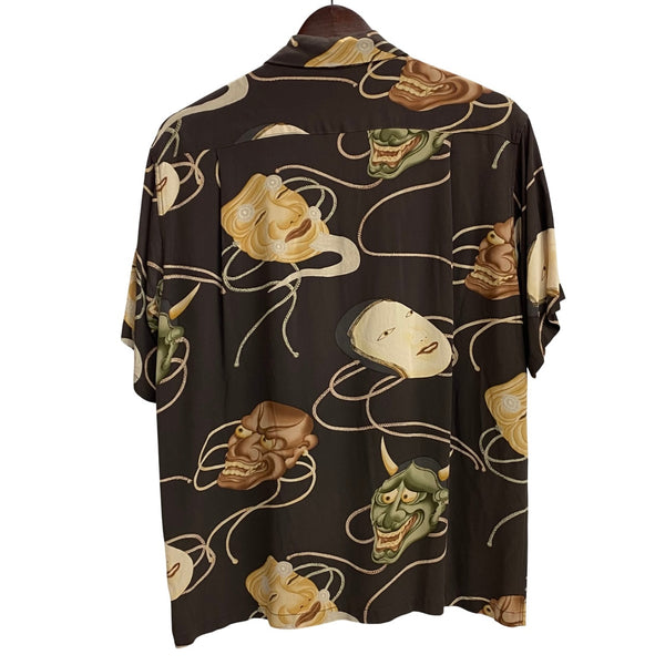 【曜日割引対象外】 サンサーフ SUN SURF Noh Mask 能面 アロハシャツ SS31609 半袖シャツ ブラウン Mサイズ 201MT-3826 VB