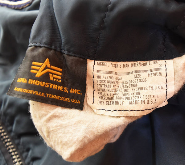 アルファ インダストリーズ ALPHA INDUSTRIES 90年代 MA-1 MA1 FRIGHT JACKET フライト ジャケット 90s 90's USAF 0615-00-573-8336 ジャケット ネイビー Mサイズ 103MT-2622