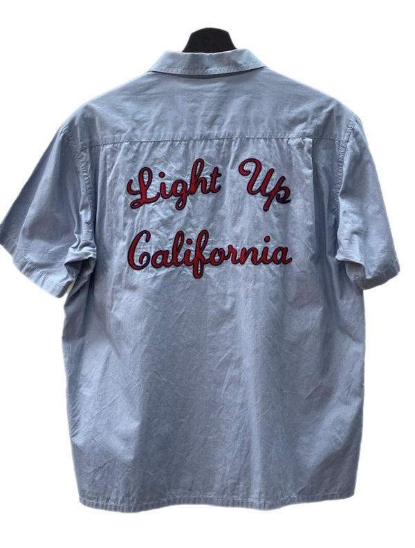 スタンダードカリフォルニア STANDARD CALIFORNIA SD WORK SHIRT ワーク シャツ ボーリング オープン チェーン刺繍 半袖 青 半袖シャツ ロゴ ブルー Lサイズ 104MT-1319
