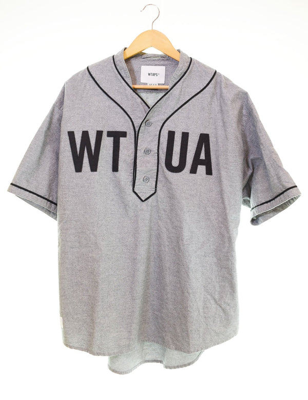 ダブルタップス WTAPS LEAGUE SS SHIRT COTTON OXFORD リーグ ベースボールシャツ 半袖 シャツ 191TQDT-SHM03 3 半袖シャツ グレー 103MT-2967