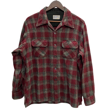 【曜日割引対象外】 ヴィンテージ vintage タウンクラフト TOWN CRAFT 60's~ チェック ウール ネルシャツ 長袖カットソー レッド XLサイズ 201MT-3975 VB