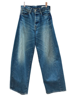 ハイク HYKE DENIM BARREL LEG JEANS デニム バレル レッグ ジーンズ ジーパン ウォッシュ加工 ボタンフライ パンツ インディゴ 青 無地 デニム ブルー サイズ2 104MB-395
