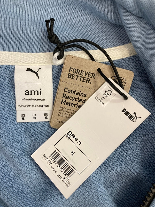 プーマ PUMA Ami Alexandre Mattiussi アミ HALF‐ZIP ハーフジップ スウェット 水色  535993-73 MENS XL スウェット ブルー LLサイズ 101MT-3675