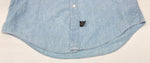 ダブルアールエル RRL 90s 三ツ星タグ SHIRT バンドカラー 猫目ボタン 胸ポケット ヴィンテージ VINTAGE ラルフローレン RALPH LAUREN コットン マレーシア製 ライトブルー 青 長袖シャツ 無地 ブルー Mサイズ 104MT-2026