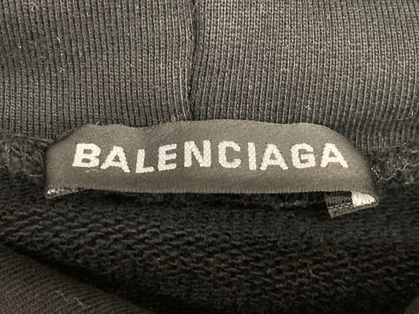 バレンシアガ BALENCIAGA 20AW REAL BALENCIAGA HOODED SWEATSHIRT リアル バレンシアガ フーディー スウェットシャツ プルオーバー 黒 620973 XXS パーカ ロゴ ブラック 104MT-661