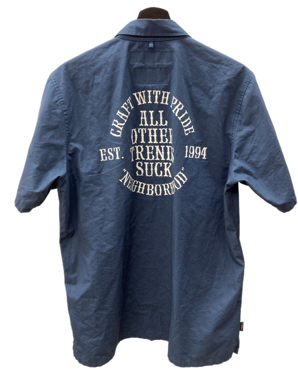 ネイバーフッド NEIGHBORHOOD CLASSIC WORK SHIRT クラシック ワーク シャツ 半袖 紺 半袖シャツ ロゴ ネイビー Lサイズ 104MT-1535