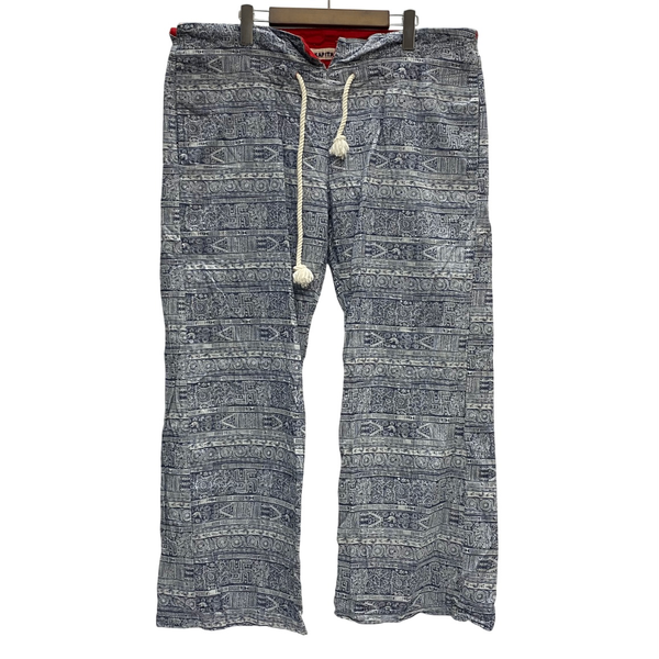 【曜日割引対象外】 キャピタル KAPITAL リネン 総柄 イージーパンツ ボトムスその他 ブルー Lサイズ 201MB-989 VB