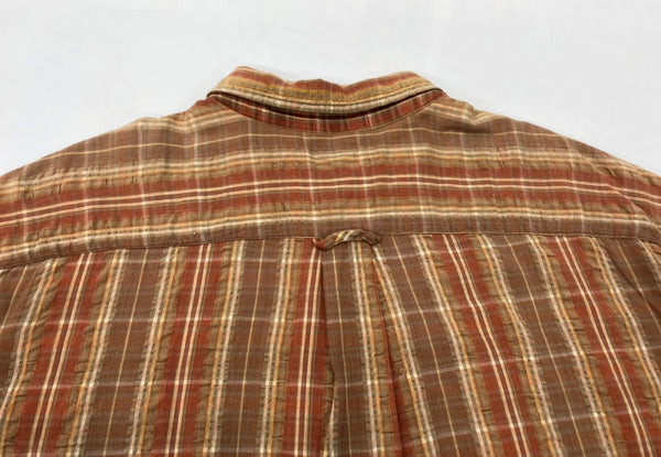 ステューシー STUSSY OLD 紺タグ Plaid shirt チェック シャツ 半袖 茶 半袖シャツ ロゴ ブラウン Mサイズ 104MT-1923