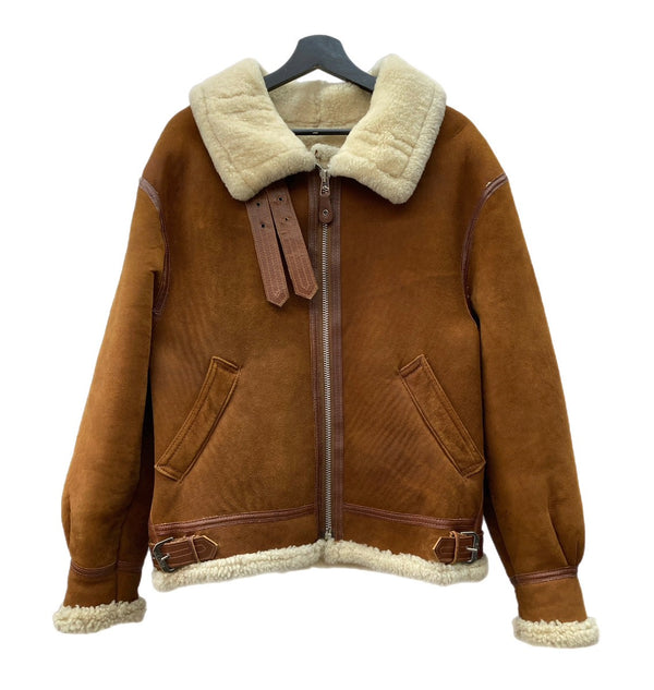 アヴィレックス AVIREX TYPE B-6 FLIGHT JACKET フライト ジャケット スウェード レザー ムートン ボア ミリタリー アウター USA製 茶 サイズ40 ジャケット 無地 ブラウン 104MT-2233