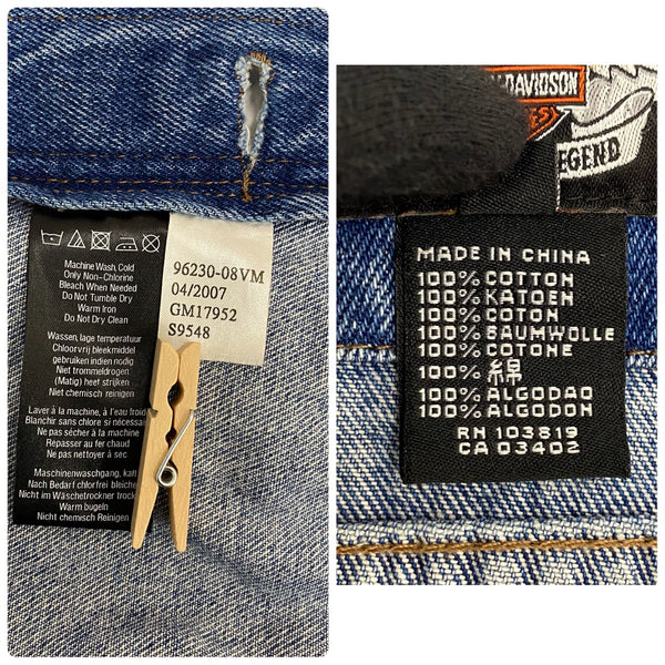 【曜日割引対象外】 ハーレーダビッドソン Harley-Davidson 刺繍ロゴ イーグル デニムジャケット Gジャン ジャケット ブルー Sサイズ 201MT-4152 VB