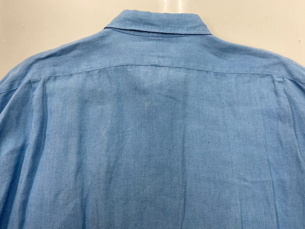 ラルフローレン Ralph Lauren LOWELL SPORT リネンシャツ 片ポケ ポケット 刺繍 ポニー 青 長袖シャツ ロゴ ブルー 104MT-2057