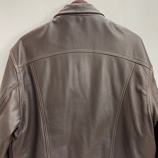 【曜日割引対象外】 リーバイス Levi's 90's LEATHER TRUCKER JACKET 70345-83-F94-153 ジャケット ブラウン Lサイズ 201MT-4094 VB