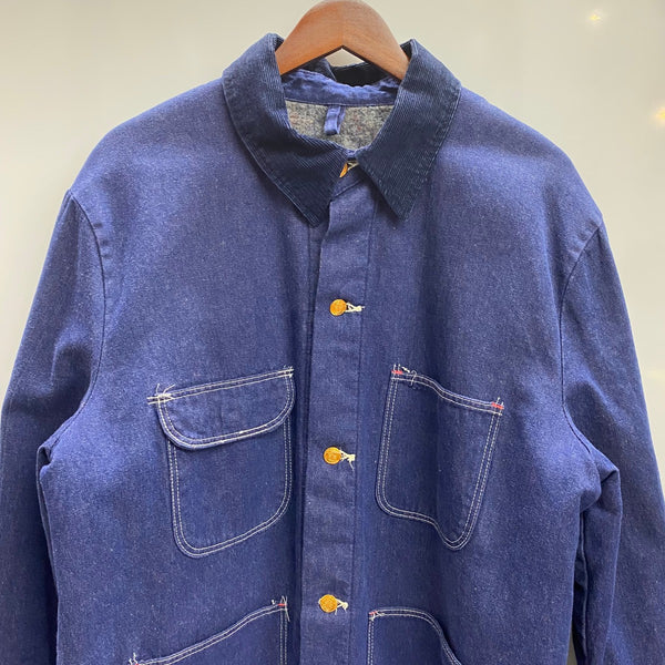 【曜日割引対象外】 ラングラー Wrangler 70's デニム カバーオール ジャケット ブルー 46サイズ 201MT-4631 VB