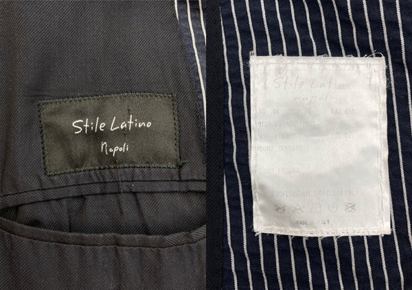 スティレラティーノ STILE LATINO TAILORED JACKET テーラード ジャケット シングル ブレザー 紺 サイズ 44 ジャケット ストライプ ネイビー 104MT-2134