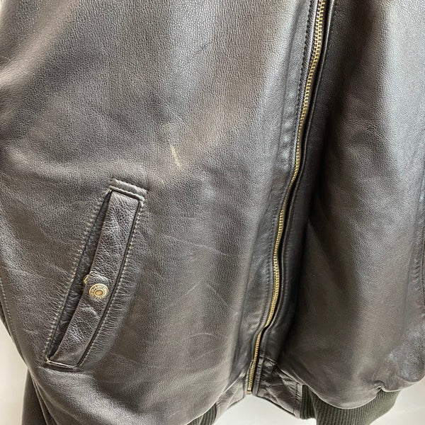 【曜日割引対象外】 リーバイス Levi's 90's 襟ボア付き 韓国製 レザージャケット フライト ジャケット ブラウン XLサイズ 201MT-4883 VB