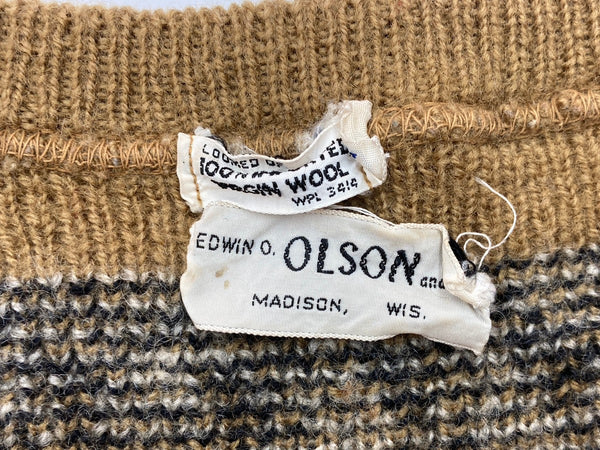 ヴィンテージ vintage OLSON スクエアネック ボートネック ノルディック ニット セーター ブラウン Lサイズ 104MT-1899