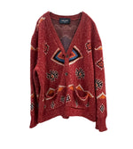 ロストデイズ LOST DAZE RUG CASHMERE CARDIGAN ネイティヴ ラグ カシミヤ カーディガン ワインレッド Lサイズ 101MT-5010