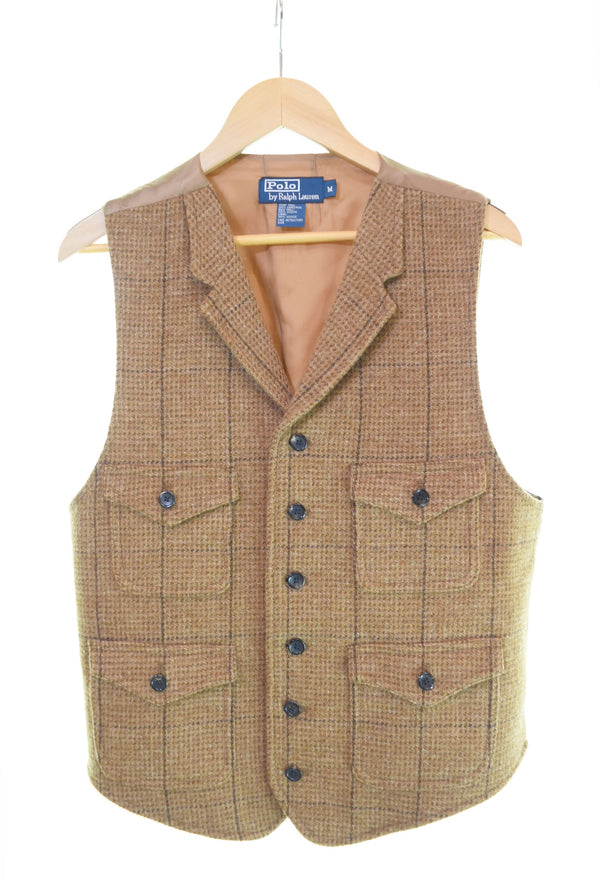 ラルフローレン RalphLauren Tweed Vest ツイードウール ベスト ジレ 茶 ベスト ブラウン Mサイズ 103MT-2310