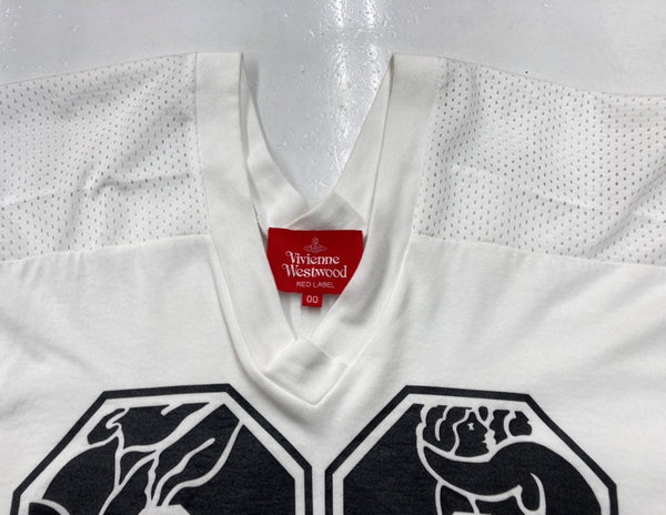 ヴィヴィアンウエストウッド Vivienne Westwood レッドレーベル RED LABEL 69オージー スポーツプリント スクエアトップ 半袖 カットソー メッシュ フットボール WHITE 白 16-12-321034 Tシャツ プリント ホワイト Mサイズ 104LT-103