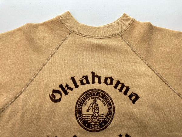 アルテックス ARTEX 60's Vintage ヴィンテージ カラー フロッキー 半袖スウェット Oklahoma University スウェット プリント ベージュ Mサイズ 104MT-188