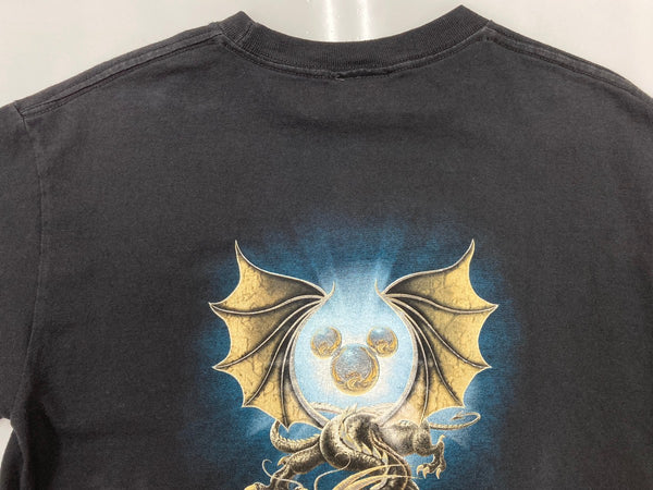 us古着 US 00s 00年代 Walt Disney World Dragon ディズニー ドラゴン 両面プリント 黒 Tシャツ キャラクター ブラック 104MT-1830
