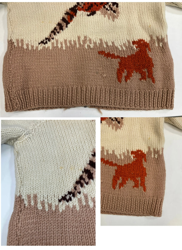 ヴィンテージ vintage 50's~60's 50～60年代 カウチンニット セーター ハンティング柄 2トーン  LIGHTNING ZIP カーディガン ホワイト 101MT-5076