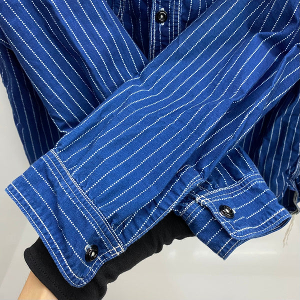 【曜日割引対象外】 リアルマッコイズ The REAL McCOY’S THE DOUBLE DIAMOND ウォバッシュストライプワークシャツ 長袖シャツ ブルー 16サイズ 201MT-4364 VB