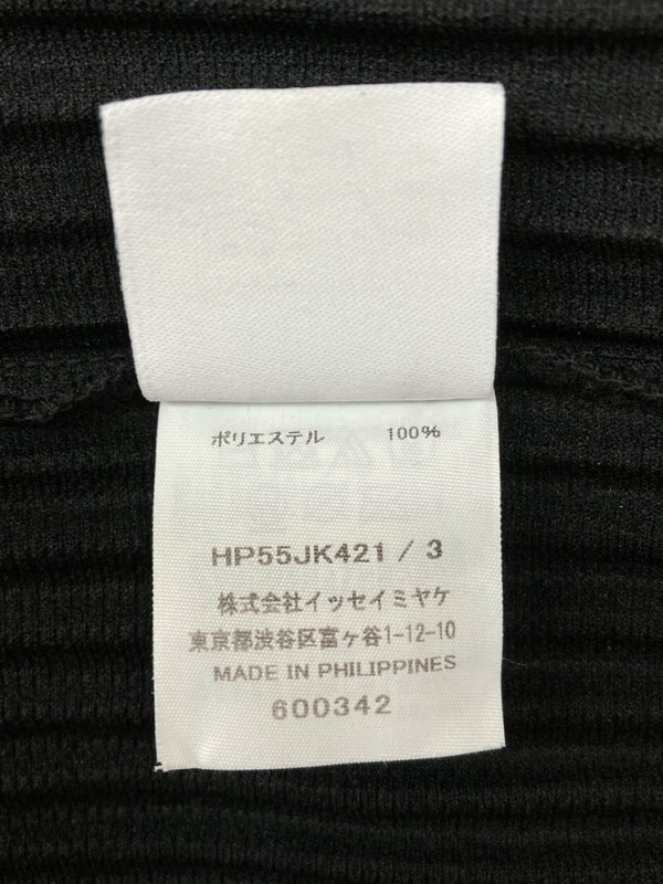 イッセイミヤケ ISSEY MIYAKE HOMME PLISSE オム プリッセ L/S PLEATS プリーツ カットソー 長袖 黒 HP55JK421  サイズ 3 ロンT 無地 ブラック 104MT-1012